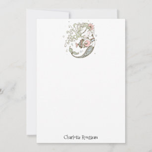 Mermaid Fish Kid's Personalized Stationery Card