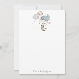 Mermaid Fish Kid's Personalized Stationery Card