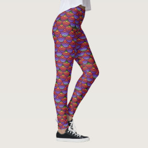 Mermaid Fish Scale Colourful Scallop Cute Pattern Leggings