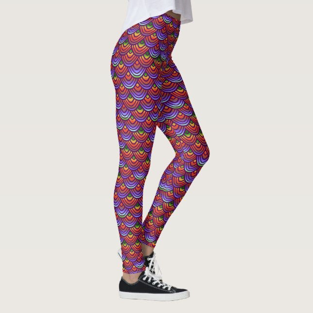 Mermaid Fish Scale Colourful Scallop Cute Pattern Leggings (Right)
