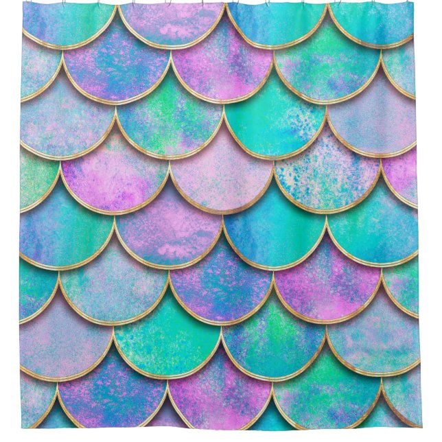 Mermaid fish scale wave japanese seamless pattern. (Front)