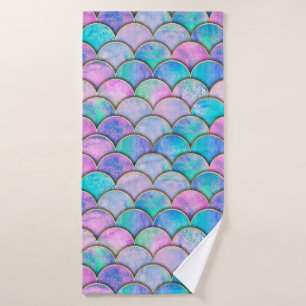 Mermaid fish scale wave japanese seamless pattern. bath towel