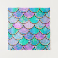 Mermaid fish scale wave japanese seamless pattern.
