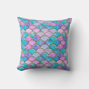 Mermaid fish scale wave japanese seamless pattern. throw pillow