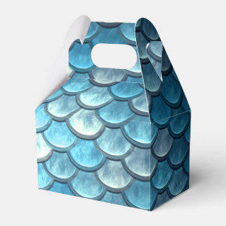 Mermaid Fish Scales Turquoise Gable Favour Box