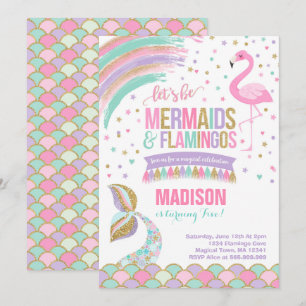 Mermaid & Flamingo Birthday Invitation Magic Party