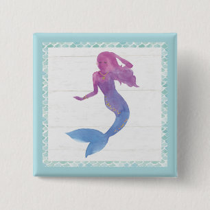 Mermaid Friends III 2 Inch Square Button