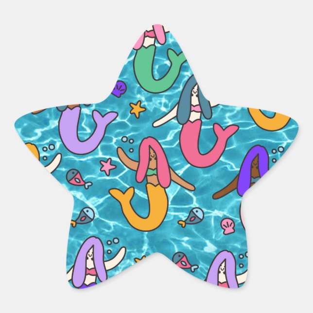 Mermaid friends star sticker (Front)