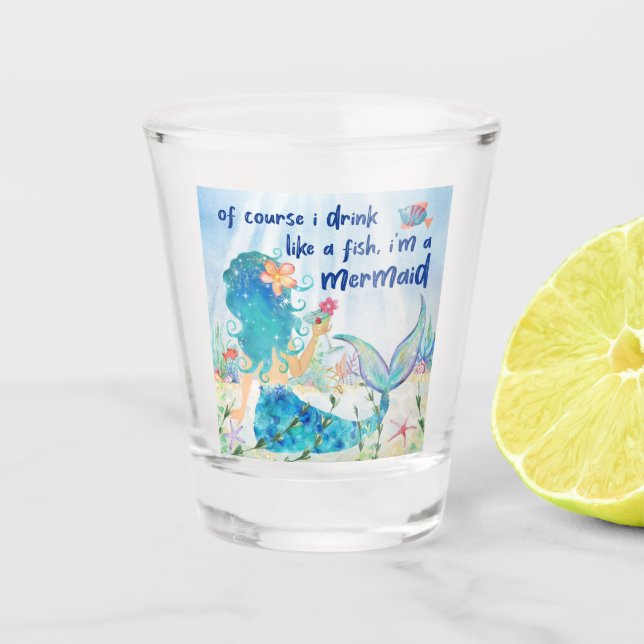 Mermaid Funny Fish Tropical Beach Shot Glass (Front)