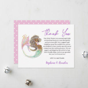 Mermaid Future Mom Baby Shower Thank You Holiday Card
