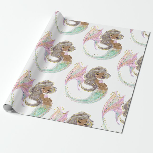 Mermaid Future Mom Baby Shower. Under The Sea. Wrapping Paper (Unrolled)