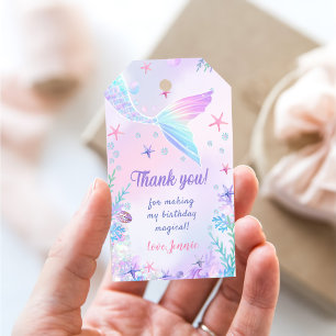 Mermaid Girl 1st Birthday Party Gift Tags