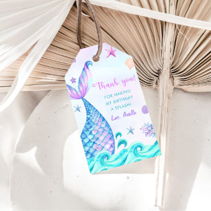 Mermaid Girl 1st Birthday Party Gift Tags
