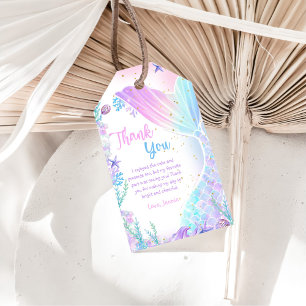 Mermaid Girl 1st Birthday Party Gift Tags