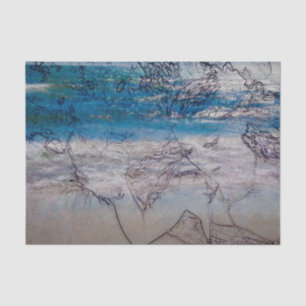 Mermaid Girl Blue White Nautical Ocean Waves Tissue Paper