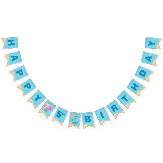 Mermaid Girl Cute Custom Kids Pool Birthday Party Bunting Flags