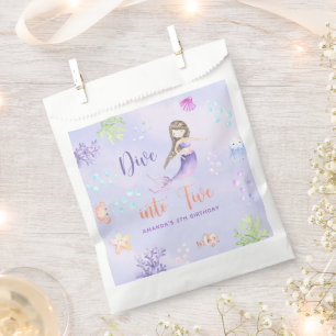 Mermaid Girl Dive Into Five 5th Birthday Party Favour Bag