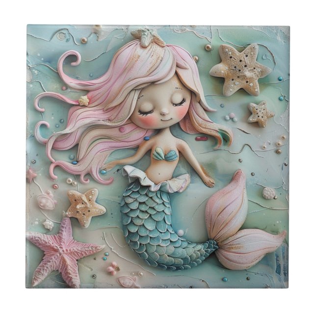 Mermaid Girl Ocean Tile (Front)