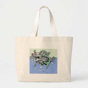 Mermaid Girl Summer Beach Friendship Whimsical Large Tote Bag
