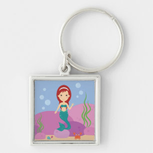 Mermaid girl underwater ocean seascape keychain