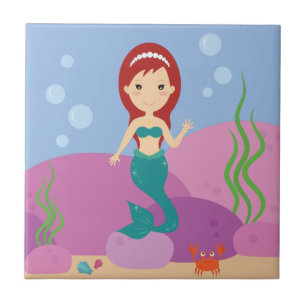 Mermaid girl underwater sea landscape  tile