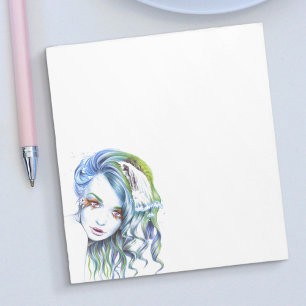 Mermaid girl Water woman Surreal Fantasy Portrait  Notepad
