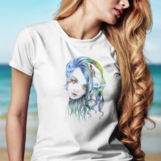 Mermaid girl Water woman Surreal Fantasy Portrait T-Shirt (Creator Uploaded)