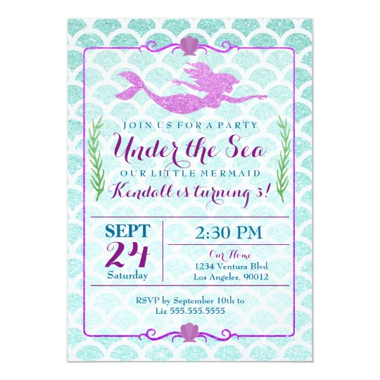 Mermaid Girl's Birthday Party Invitation