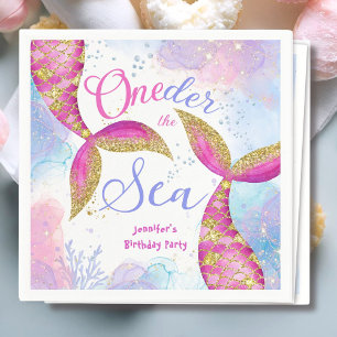 Mermaid Girls Pink Purple Birthday Party Napkin
