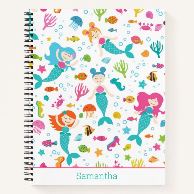 Mermaid Girls Under The Sea Personalized Notebook (Front)