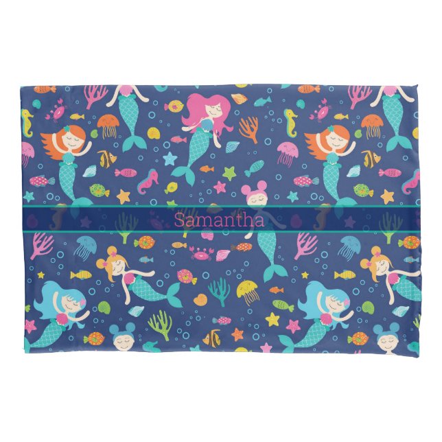 Mermaid Girls Under The Sea Personalized Pillowcase (Front)