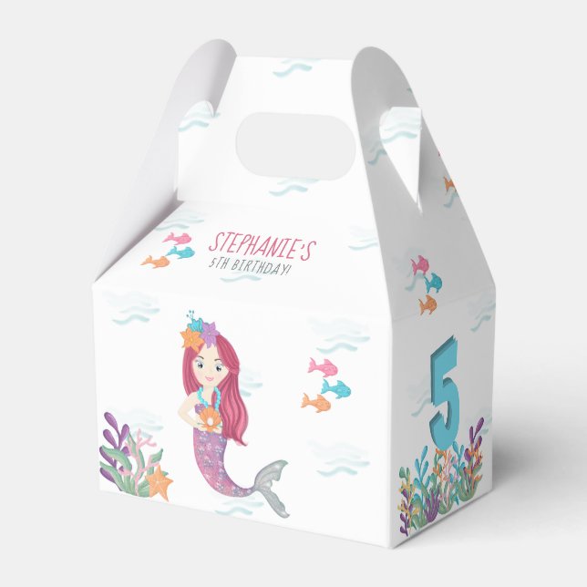 Mermaid Glam Birthday Party Favor Box (Back Side)