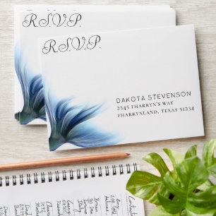 Mermaid Glam Scale   Dusty Ice Blue Sheen Address Envelope