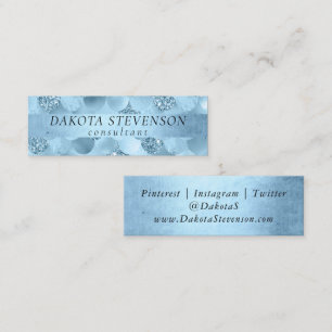 Mermaid Glam Scale   Ice Blue Sparkle Social Media Mini Business Card