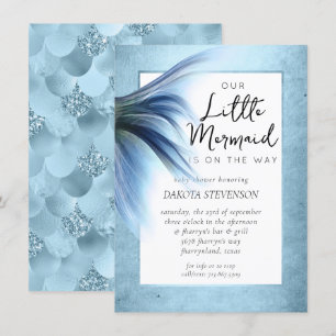 Mermaid Glam Tail   Dusty Ice Blue Lustre Shower Invitation