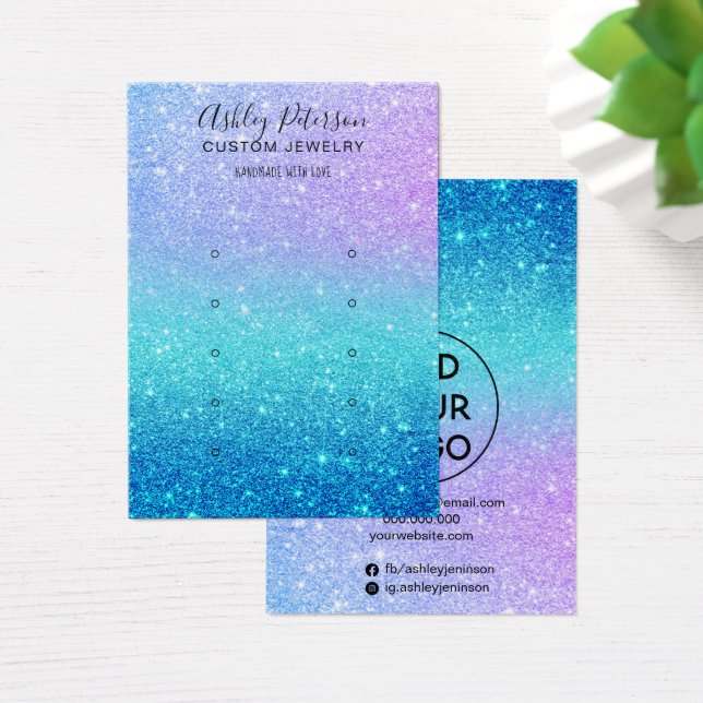 mermaid glitter blue multi stud earring display (Desk)