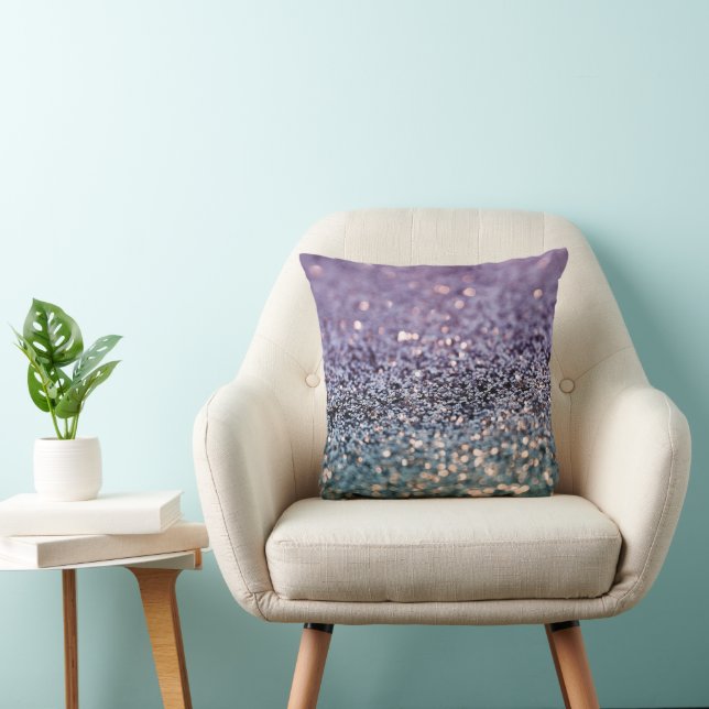 Mermaid Glitter Bokeh Glam 2 Throw Pillow (Chair)