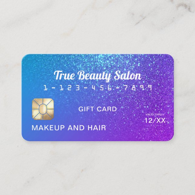 Mermaid Glitter Credit Card Gift Certificate (Front)