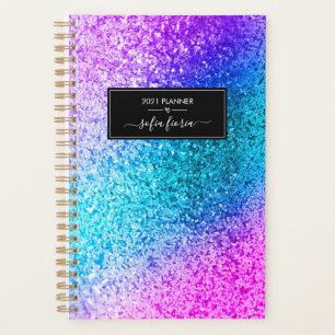 Mermaid Glitter Elegant Script Name 2021 Planner