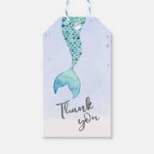 Mermaid Glitter Favour Thank you Tag