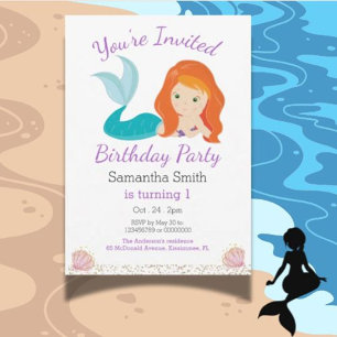 Mermaid Glitter Goddess Birthday Party Invitation