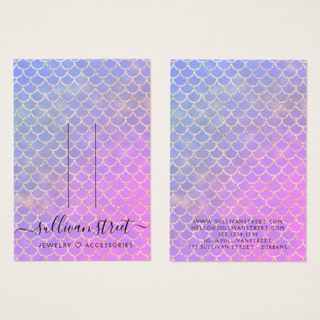 Mermaid Glitter Hair Clip Jewellery Display Card (Front & Back)