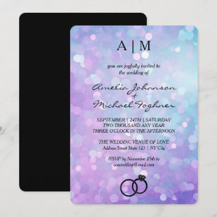 Mermaid Glitter Monogram Wedding Invitation 