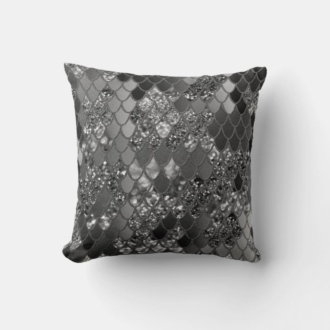 Mermaid Glitter Scales #7 (Faux Glitter) #shiny Throw Pillow (Front)