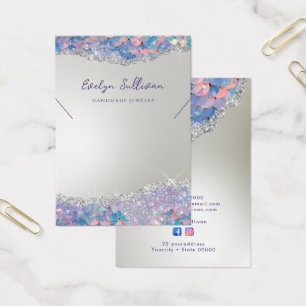 Mermaid glitter sequin necklace display card