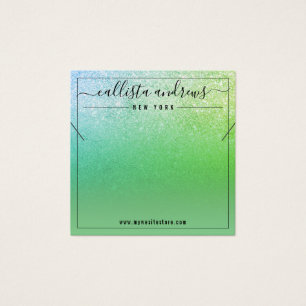 Mermaid Green Teal Glitter Necklace Display Card