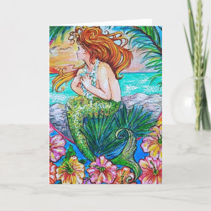 Mermaid greeting card, blank inside card