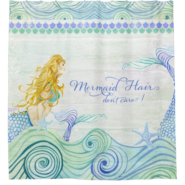 Mermaid Hair Don't Care! Watercolor Ocean Sea Wave (Front)