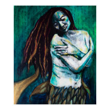Mermaid Holding Herself Tenderly