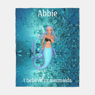 Mermaid - I Believe in Mermaids Fleece Blanket